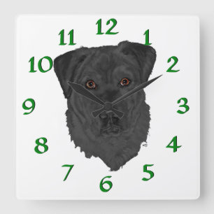 Black Labrador Retriever Square Wall Clock