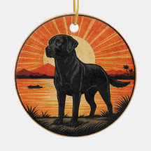 Black Labrador Retriever Sunset Vintage Dog Lover