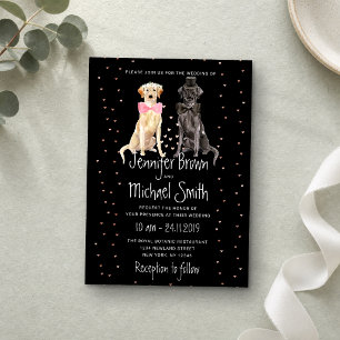 Black Labrador retriever valentines wedding Invitation