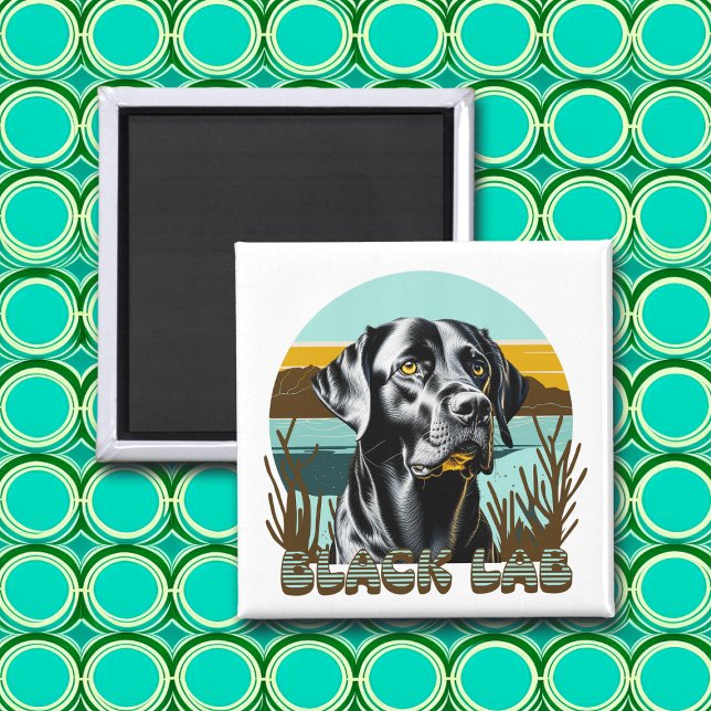 Black Labrador Retriever Vintage Text Magnet (Creator Uploaded)