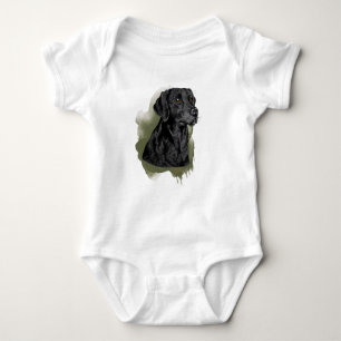 Black Labrador Retriever Watercolor Dog Artwork Baby Bodysuit