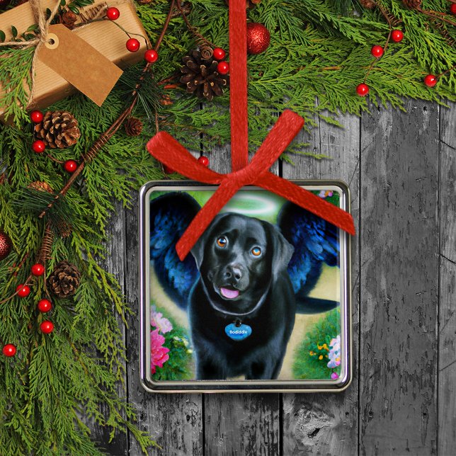 Black Labrador Retriever Wings Pet Loss Metal Tree Decoration (Creator Uploaded)