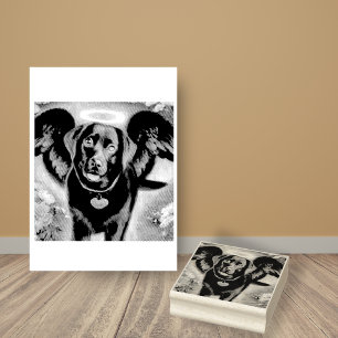 Black Labrador Retriever Wings Pet Loss Rubber Stamp