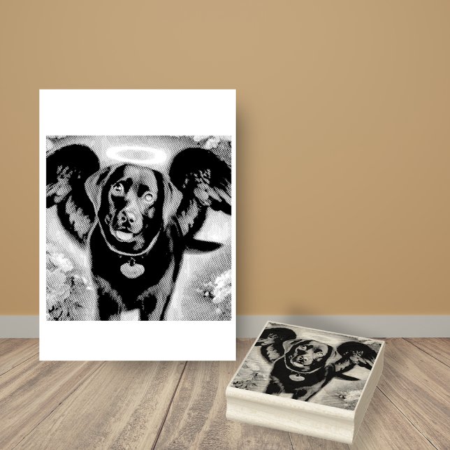 Black Labrador Retriever Wings Pet Loss  Rubber Stamp (Creator Uploaded)