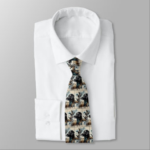 Black Labrador Retriever With Mallard Ducks Tie