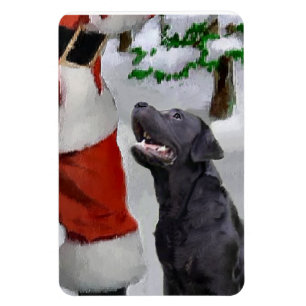 Black Labrador Retriever With Santa Christmas  Magnet
