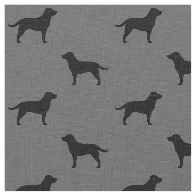 Black Labrador Retrievers Dog Silhouettes Pattern Fabric (Close Up)