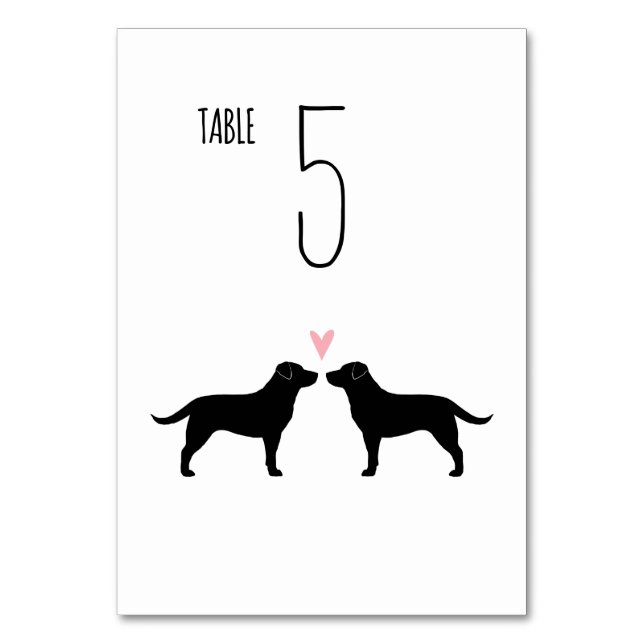 Black Labrador Retrievers Dogs Wedding Reception T Table Number (Front)