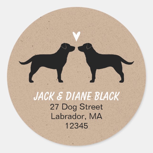 Black Labrador Retrievers Return Address Classic Round Sticker (Front)