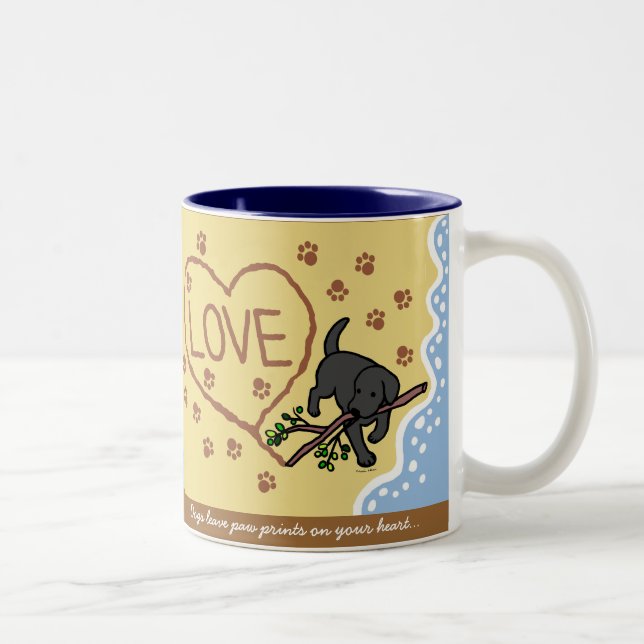 Black Labrador Sand Letters Cartoon Two-Tone Coffee Mug (Right)