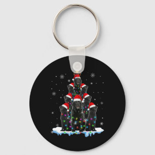Black Labrador Santa Christmas Tree Lights Xmas Do Key Ring