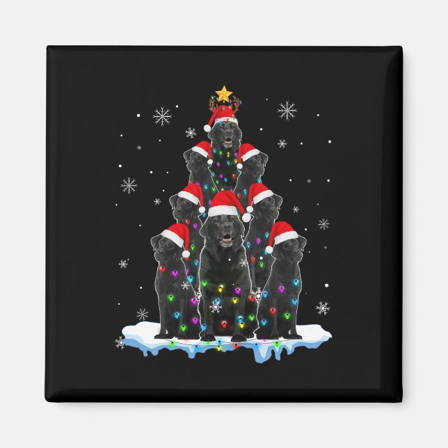 Black Labrador Santa Christmas Tree Lights Xmas Do Magnet (Front)