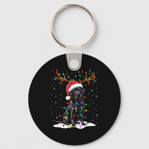 Black Labrador Santa Hat Reindeer Tree Lights Chri Key Ring
