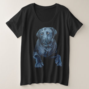 Black Labrador Shirt Blue Dog Plus Size T-shirts
