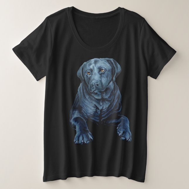 Black Labrador Shirt Blue Dog Plus Size T-shirts (Design Front)