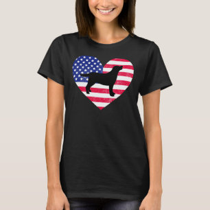 Black Labrador Silhouette And Us Heart T-Shirt