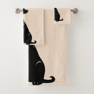 Black labrador silhouette illustration bath towel set