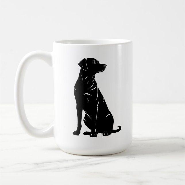Black labrador silhouette illustration  coffee mug (Left)