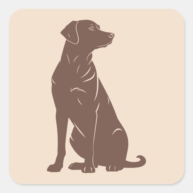 Black labrador silhouette illustration  square sticker (Front)