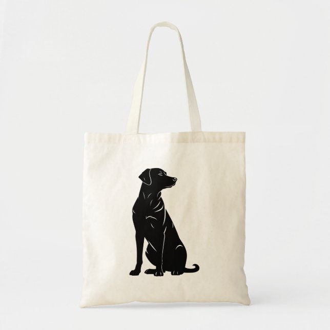 Black labrador silhouette illustration  tote bag (Front)
