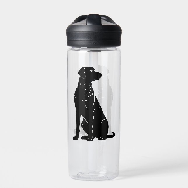 Black labrador silhouette illustration  water bottle (Front)