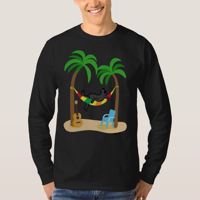 Black Labrador Sleeping In The Hammock T-Shirt (Front)