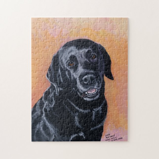 Black Labrador Smiling Painting Jigsaw Puzzle (Vertical)