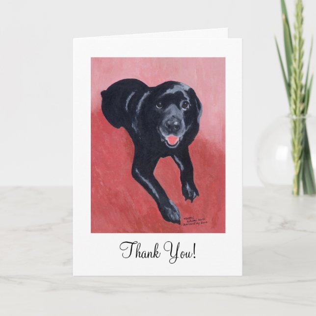 Black Labrador Smiling Thank You Card (Front)