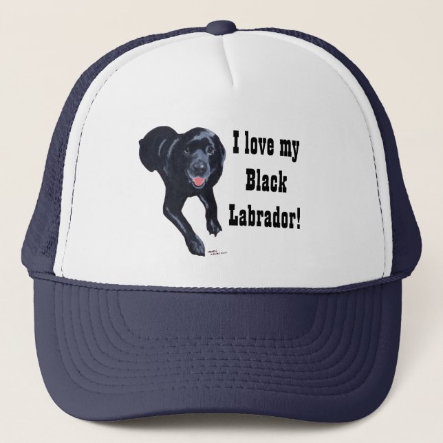 Black Labrador Smiling Trucker Hat (Front)