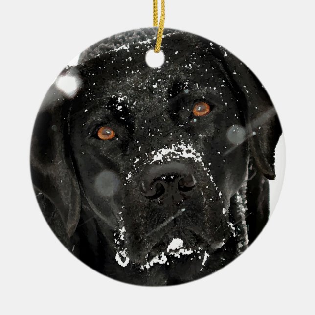 Black Labrador - Snow Globe Ceramic Tree Decoration (Front)