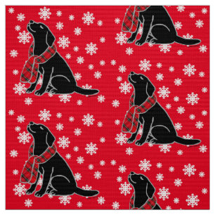 Black Labrador Tartan Scarf 2 Fabric