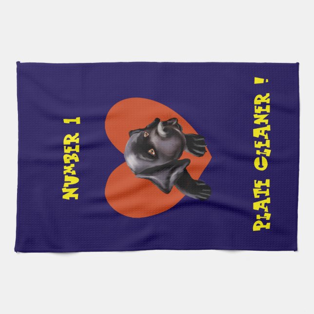 Black Labrador Tea Towel  (Horizontal)