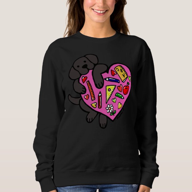 Black Labrador Teacher S Heart Sweatshirt (Front)