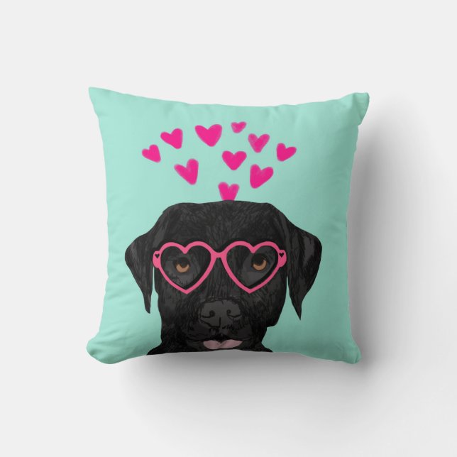 Black Labrador Valentines Love Pillow (Front)