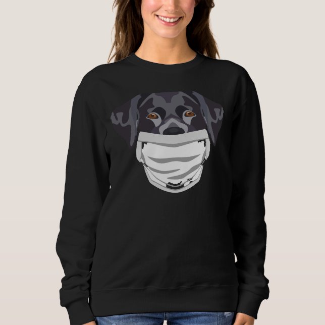 Black Labrador Wearing A Face Mask Sweatshirt (Front)