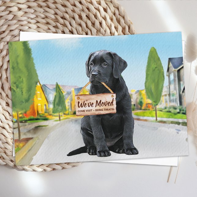 Black Labrador We've Moved Cute Dog Moving Announcement Postcard (Creator Uploaded)