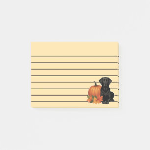 Black Labrador With Autumn Leaves and Pumpkin  Post-it Notes