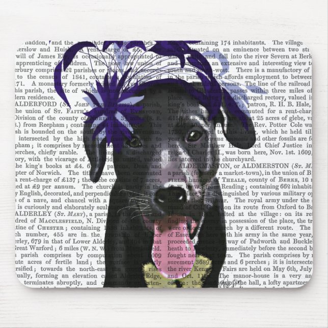 Black Labrador With Blue Fascinator Mouse Pad (Front)