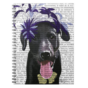 Black Labrador With Blue Fascinator Spiral Notebook