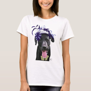 Black Labrador With Blue Fascinator T-Shirt