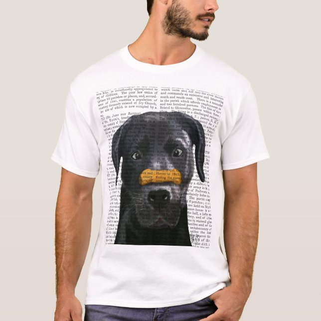 Black Labrador With Bone on Nose T-Shirt (Front)