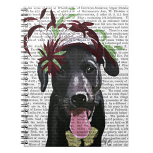 Black Labrador With Green Fascinator Spiral Notebook
