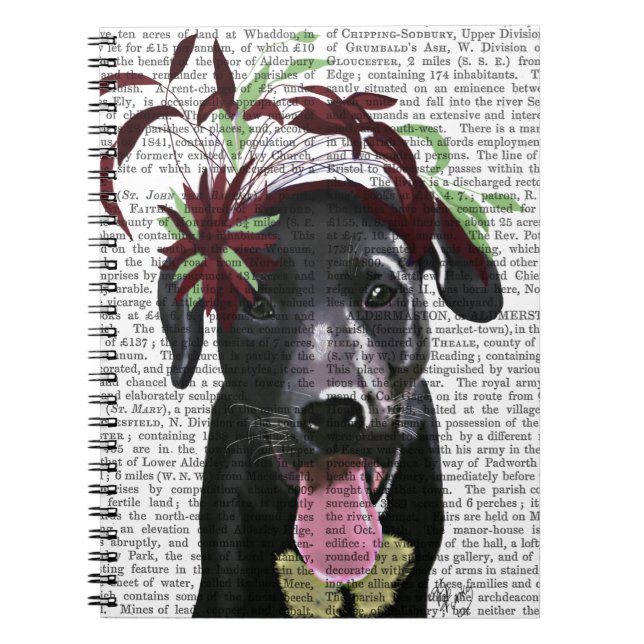 Black Labrador With Green Fascinator Spiral Notebook (Front)