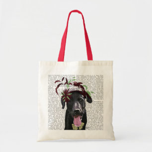 Black Labrador With Green Fascinator Tote Bag