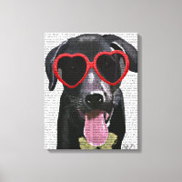 Black Labrador With Heart Sunglasses
