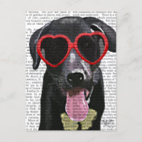 Black Labrador With Heart Sunglasses