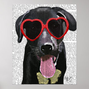 Black Labrador With Heart Sunglasses Poster