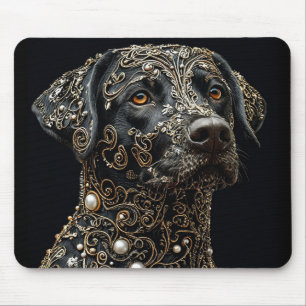 Black Labrador With Intricate Gold and Pearl Mouse Pad
