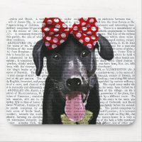 Black Labrador With Red Bow On Head