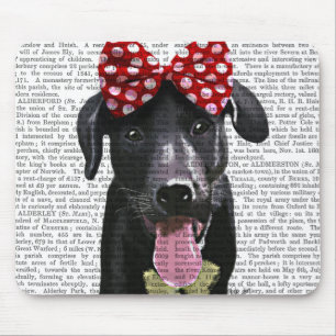 Black Labrador With Red Bow On Head Mouse Pad